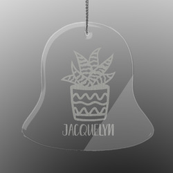 Cactus Engraved Glass Ornament - Bell (Personalized)