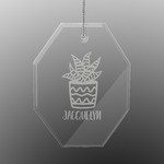 Cactus Engraved Glass Ornament - Octagon (Personalized)