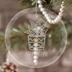 Cactus Engraved Glass Ornament (Personalized)