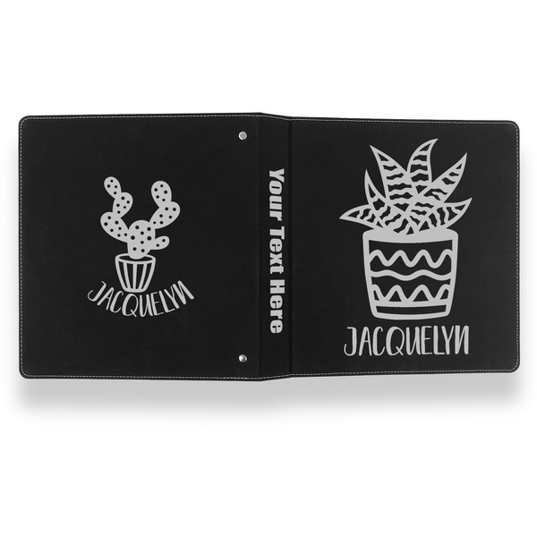 Cactus Leather Binder - 1" - Black- Back Spine Front View