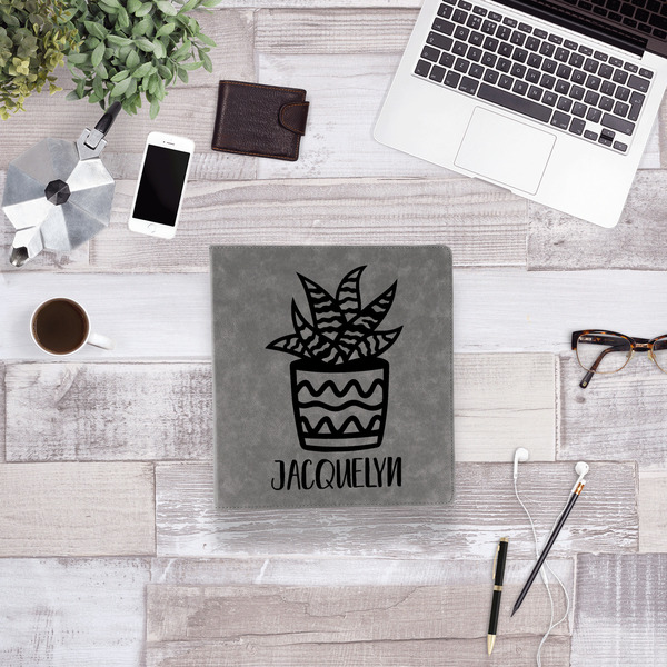 Cactus Leather Binder - 1" - Grey - Lifestyle View