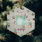 Cactus Frosted Glass Ornament - Hexagon (Lifestyle)