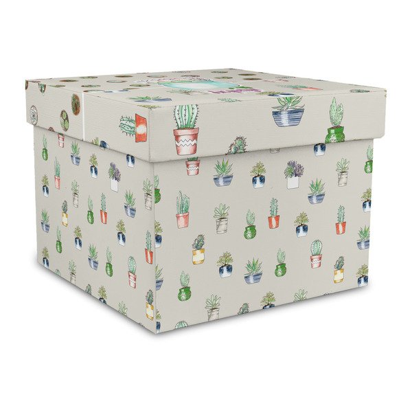 Custom Cactus Gift Box with Lid - Canvas Wrapped - Large (Personalized)