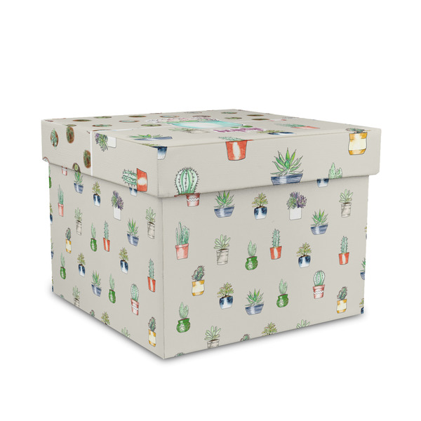 Custom Cactus Gift Box with Lid - Canvas Wrapped - Medium (Personalized)