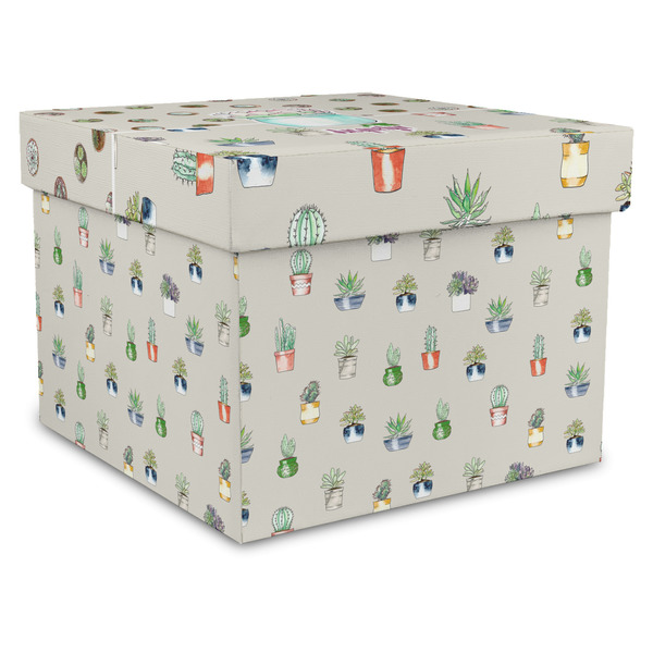 Custom Cactus Gift Box with Lid - Canvas Wrapped - X-Large (Personalized)