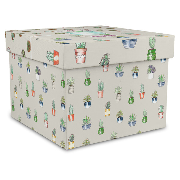 Custom Cactus Gift Box with Lid - Canvas Wrapped - XX-Large (Personalized)