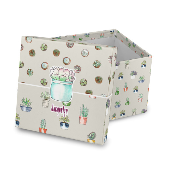 Custom Cactus Gift Box with Lid - Canvas Wrapped (Personalized)