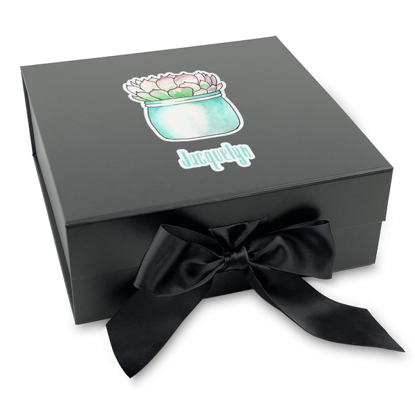 Custom Cactus Gift Box with Magnetic Lid - Black (Personalized)