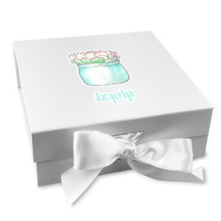 Cactus Gift Box with Magnetic Lid - White (Personalized)