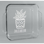 Cactus Glass Cake Dish - 8in x 8in (Personalized)