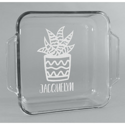 Cactus Glass Cake Dish - 8in x 8in (Personalized)