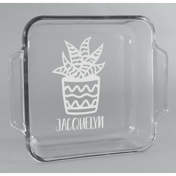 Custom Cactus Glass Cake Dish - 8in x 8in (Personalized)