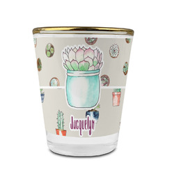 Cactus Glass Shot Glass - 1.5 oz - with Gold Rim - Set of 4 (Personalized)