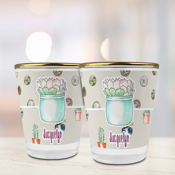 Cactus Glass Shot Glass - with gold rim - LIFESTYLE