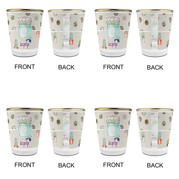 Cactus Glass Shot Glass - with gold rim - Set of 4 - APPROVAL