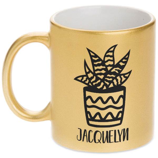 Custom Cactus Metallic Gold Mug (Personalized)