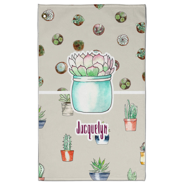 Custom Cactus Golf Towel - Poly-Cotton Blend w/ Name or Text