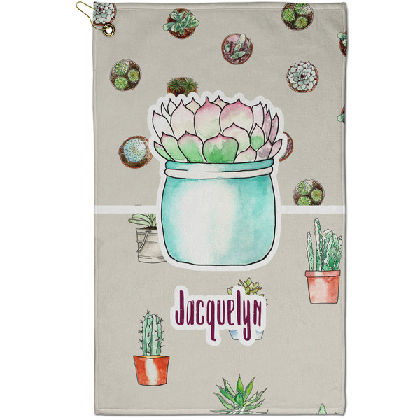 Custom Cactus Golf Towel - Poly-Cotton Blend - Small w/ Name or Text