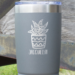 Cactus 20 oz Stainless Steel Tumbler - Grey - Single Sided (Personalized)