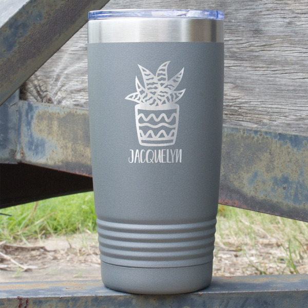 Custom Cactus 20 oz Stainless Steel Tumbler - Grey - Single Sided (Personalized)