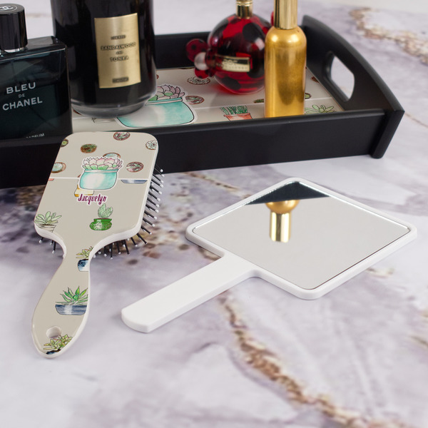 Cactus Hair Brush - With Hand Mirror