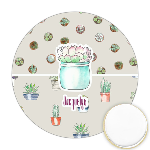 Custom Cactus Printed Cookie Topper - Round (Personalized)
