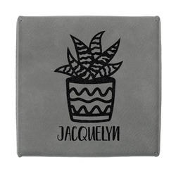Cactus Jewelry Gift Box - Engraved Leather Lid (Personalized)