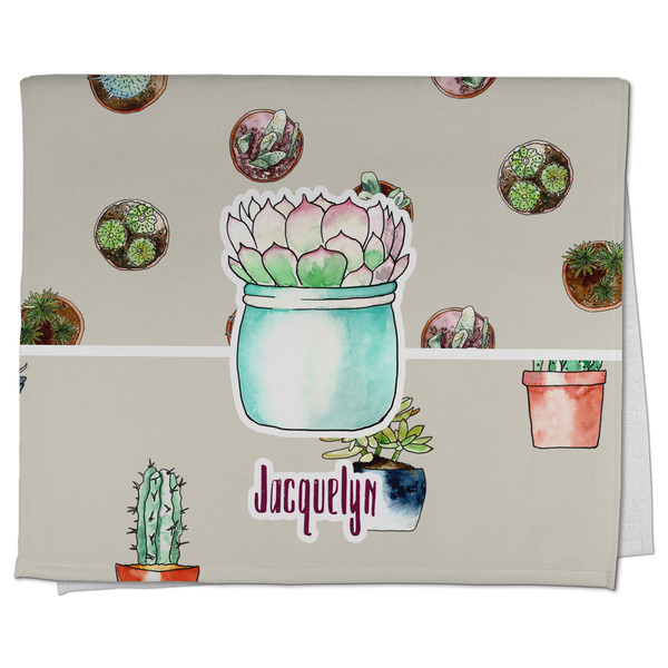 Custom Cactus Kitchen Towel - Poly Cotton w/ Name or Text