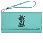 Cactus Ladies Leatherette Wallet - Laser Engraved- Teal (Personalized)
