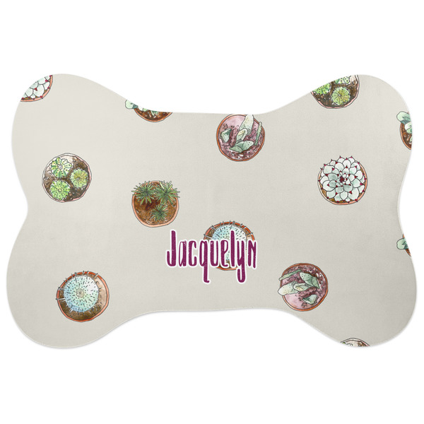 Custom Cactus Bone Shaped Dog Food Mat (Personalized)