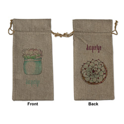 Cactus Large Burlap Gift Bag - Front & Back (Personalized)