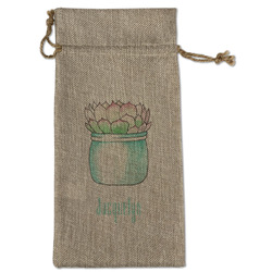 Cactus Large Burlap Gift Bag - Front (Personalized)