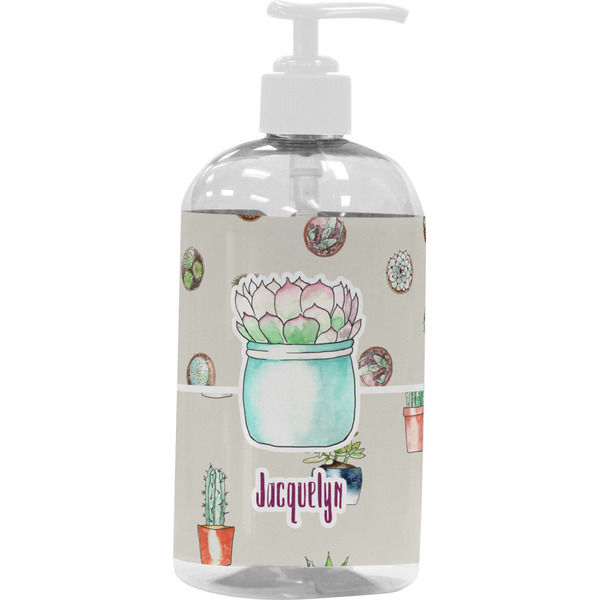 Custom Cactus Plastic Soap / Lotion Dispenser (16 oz - Large - White) (Personalized)