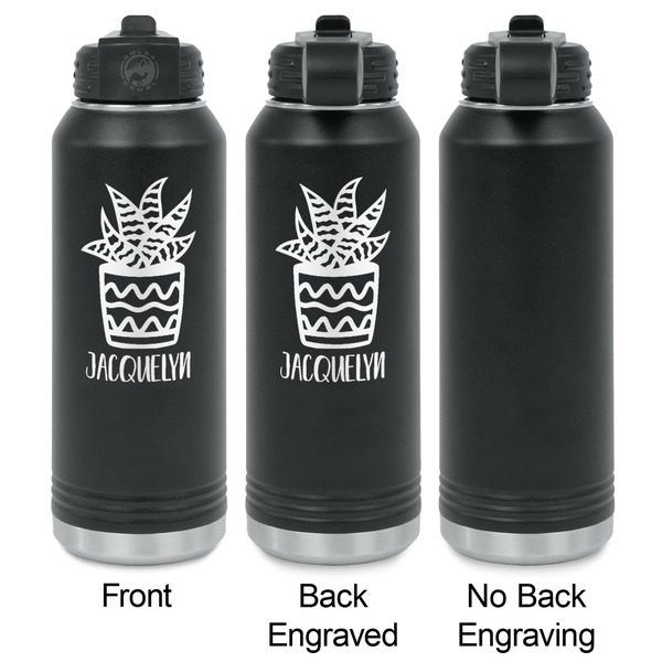 Cactus Laser Engraved Water Bottles - 2 Styles - Front & Back View