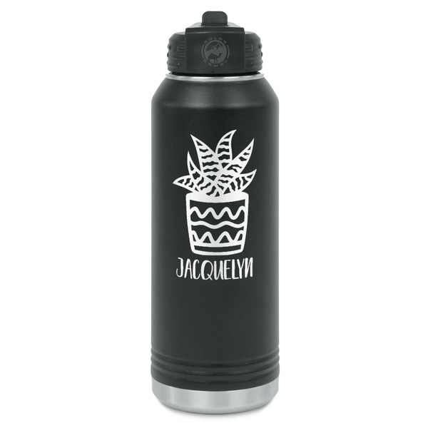 Custom Cactus Water Bottle - Laser Engraved - Front (Personalized)