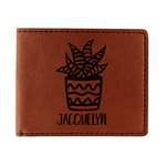 Cactus Leatherette Bifold Wallet - Double Sided (Personalized)