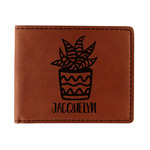 Cactus Leatherette Bifold Wallet (Personalized)