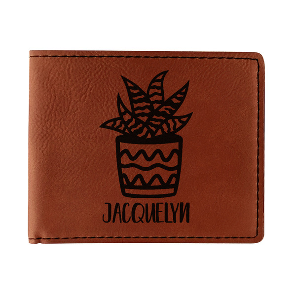 Custom Cactus Leatherette Bifold Wallet (Personalized)
