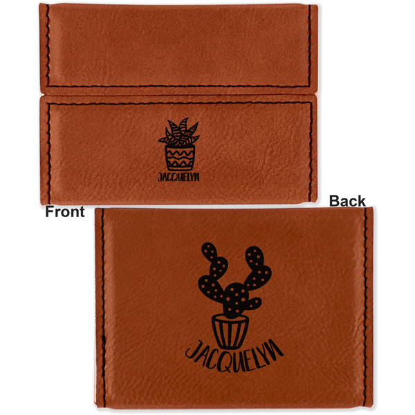 Cactus Leather Business Card Holder - Front Back