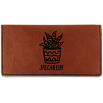 Cactus Leatherette Checkbook Holder - Double Sided (Personalized)