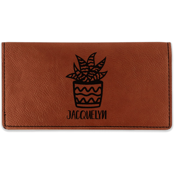 Custom Cactus Leatherette Checkbook Holder - Double Sided (Personalized)