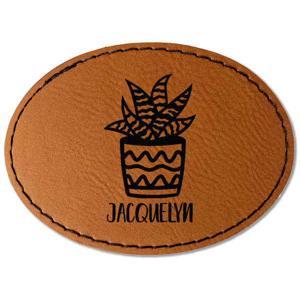 Custom Cactus Faux Leather Iron On Patch - Oval (Personalized)