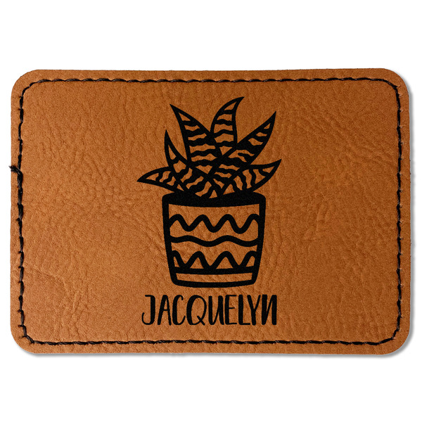 Custom Cactus Faux Leather Iron On Patch - Rectangle (Personalized)
