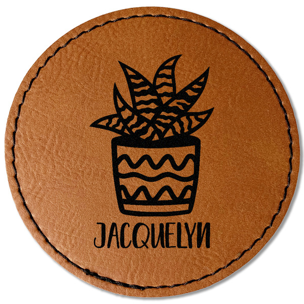 Custom Cactus Faux Leather Iron On Patch - Round (Personalized)