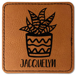 Cactus Faux Leather Iron On Patch - Square (Personalized)