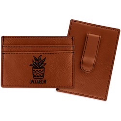 Cactus Leatherette Wallet with Money Clip (Personalized)