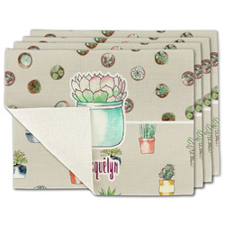 Cactus Single-Sided Linen Placemat - Set of 4 w/ Name or Text