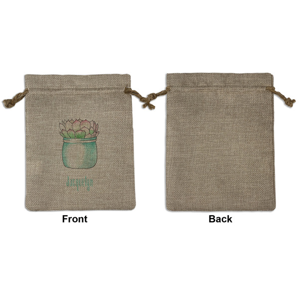Cactus Medium Burlap Gift Bag - Front Approval