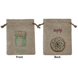 Cactus Medium Burlap Gift Bag - Front & Back (Personalized)