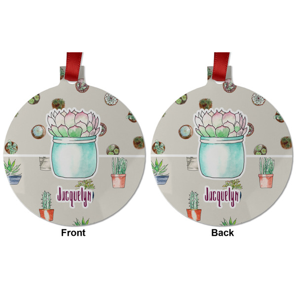 Cactus Metal Ball Ornament - Front and Back